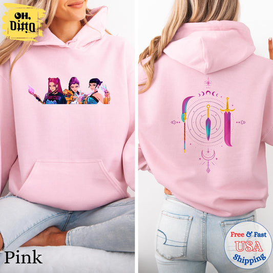 Kpop Demon Hunters Sweatshirt, Kpop Huntrix Weapon Hoodie, Gift for Woman, Jinu Manga, Demon Hunter Merch, Kpop Hoodie, Halloween Gift