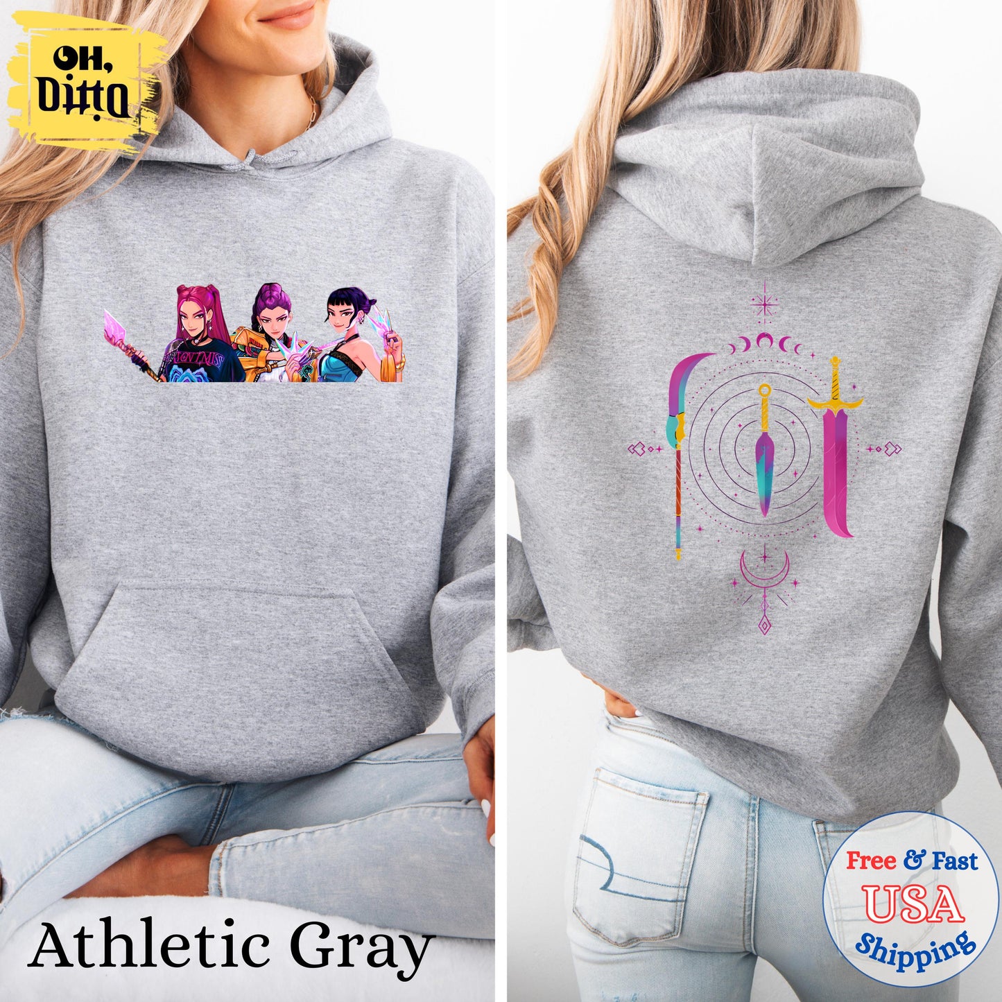 Kpop Demon Hunters Sweatshirt, Kpop Huntrix Weapon Hoodie, Gift for Woman, Jinu Manga, Demon Hunter Merch, Kpop Hoodie, Halloween Gift