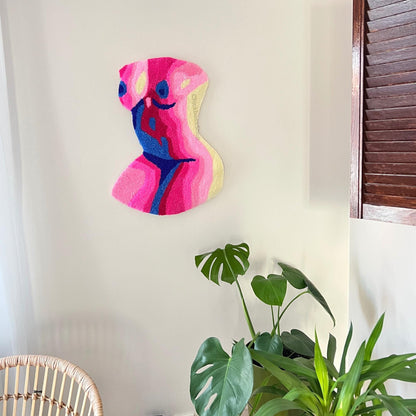 Woman Body Tufted Rug | Pink Abstract Female Tufted Rug | Handmade Aesthetic Decor Tufting Rug