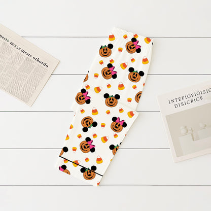Halloween Mouse Pumpkin Pajamas Set, Mk Mn Mouse Homewear, Halloween WDW Cartoon Sleepwear, Cozy Loungewear, Cartoon Fan Gift
