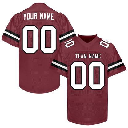 Custom Maroon White  Football Jersey Men Women Youth Kid, Football Shirt Printed Name Number and Logo, Practice Football Sports Uniform