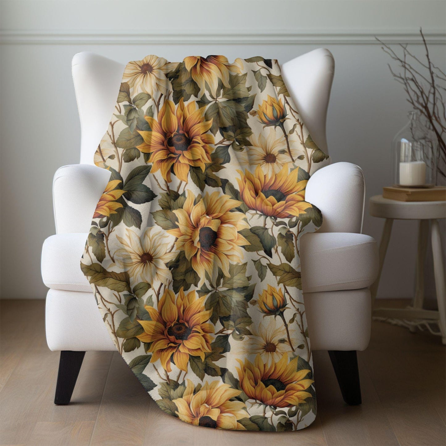 Sunflower Throw Blanket, Floral Home Decor, Fall Flowers Décor, Sunflower Lovers Gift for Her Friends Family Christmas Mother's Day Birthday