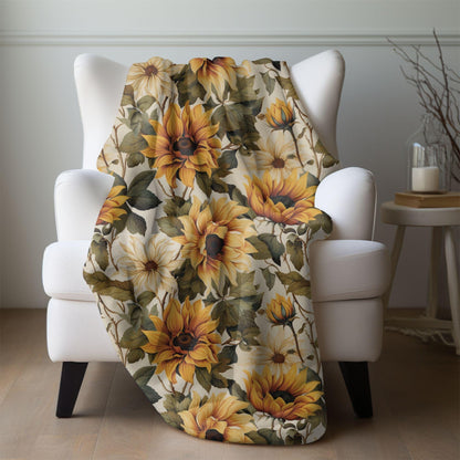 Sunflower Throw Blanket, Floral Home Decor, Fall Flowers Décor, Sunflower Lovers Gift for Her Friends Family Christmas Mother's Day Birthday