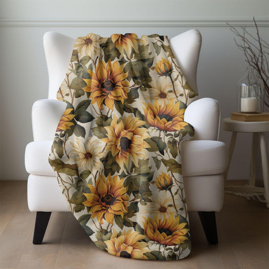Sunflower Throw Blanket, Floral Home Decor, Fall Flowers Décor, Sunflower Lovers Gift for Her Friends Family Christmas Mother's Day Birthday