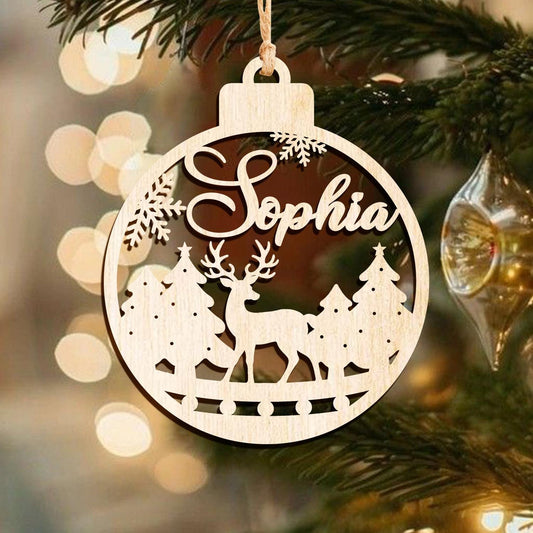 Personalized Christmas Ornaments With Name,Custom Wooden Christmas Tree Ornaments Noel,Xmas Decor,Christmas Gift Tag,Laser Cut Name Ornament