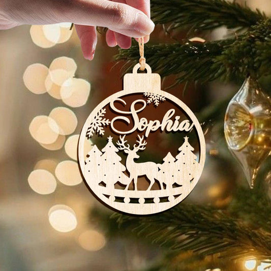 Personalized Christmas Ornaments With Name,Custom Wooden Christmas Tree Ornaments Noel,Xmas Decor,Christmas Gift Tag,Laser Cut Name Ornament