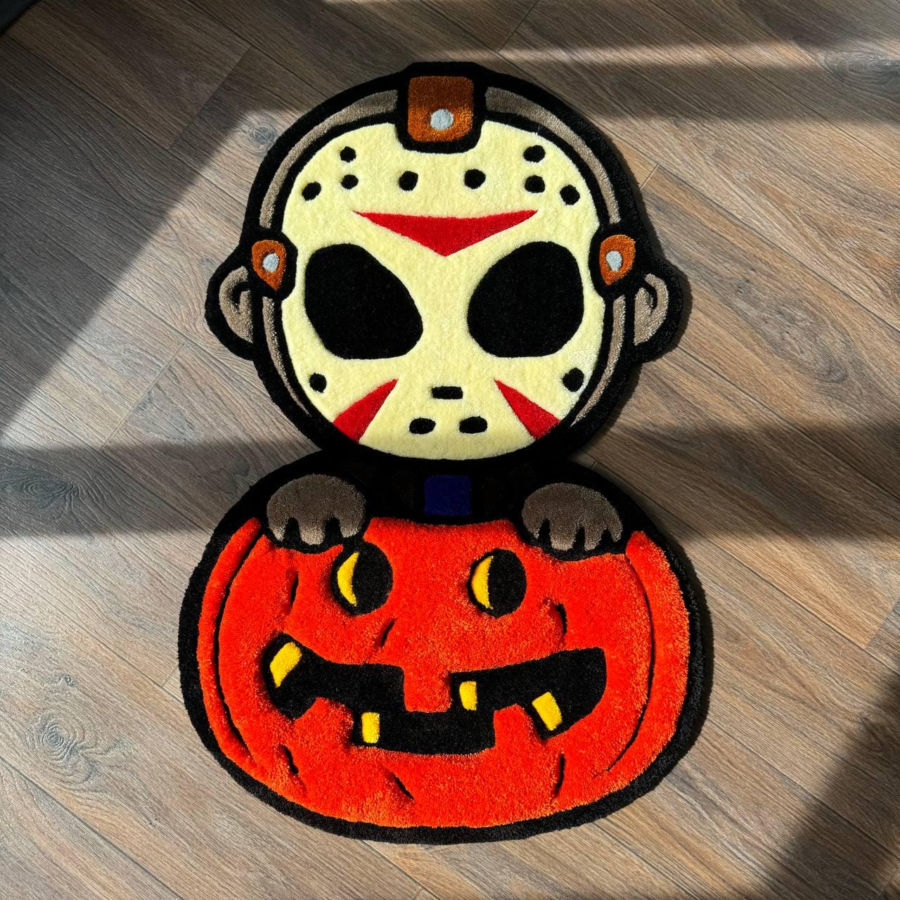 3D Halloween Puffy custom rug Tufted rug Fully rugs scream rugs Custom rug your design rugs for bedroom Cute Horror rug Jason Mask rug