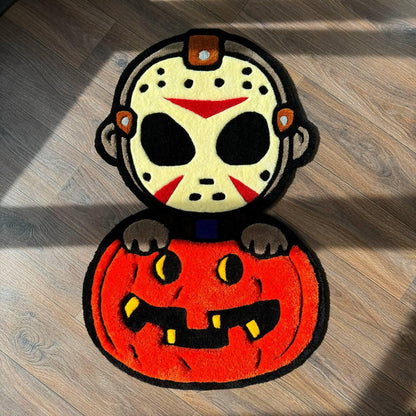 3D Halloween Puffy custom rug Tufted rug Fully rugs scream rugs Custom rug your design rugs for bedroom Cute Horror rug Jason Mask rug