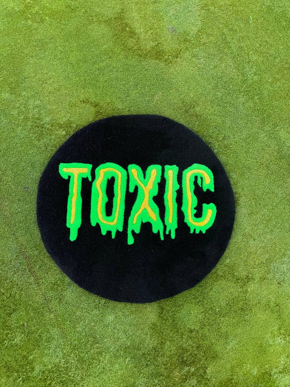 Toxic tufted rug – round handmade rug, custom tufted carpet, trendy rug, funny home decor, statement rug, unique wall art