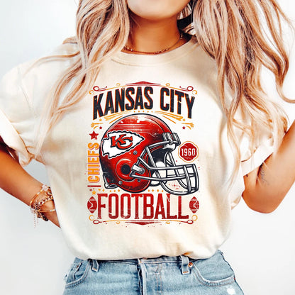 Vintage Chiefs Football Sweatshirt, Chiefs Shirt, Kansas City Shirt, American Football Crewneck, Game Day Taylors Boyfriend Shirt