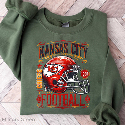 Vintage Chiefs Football Sweatshirt, Chiefs Shirt, Kansas City Shirt, American Football Crewneck, Game Day Taylors Boyfriend Shirt