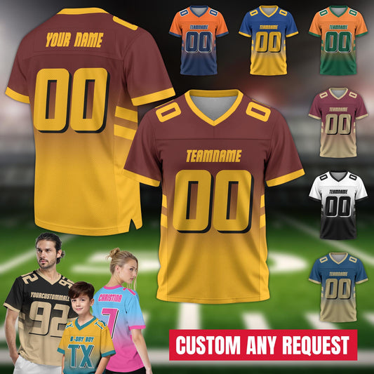 Custom Adult Youth Kids Football Jersey with Personalized Team Name number Player Team uniform Fan Jersey Concert Outfit Football Game Day