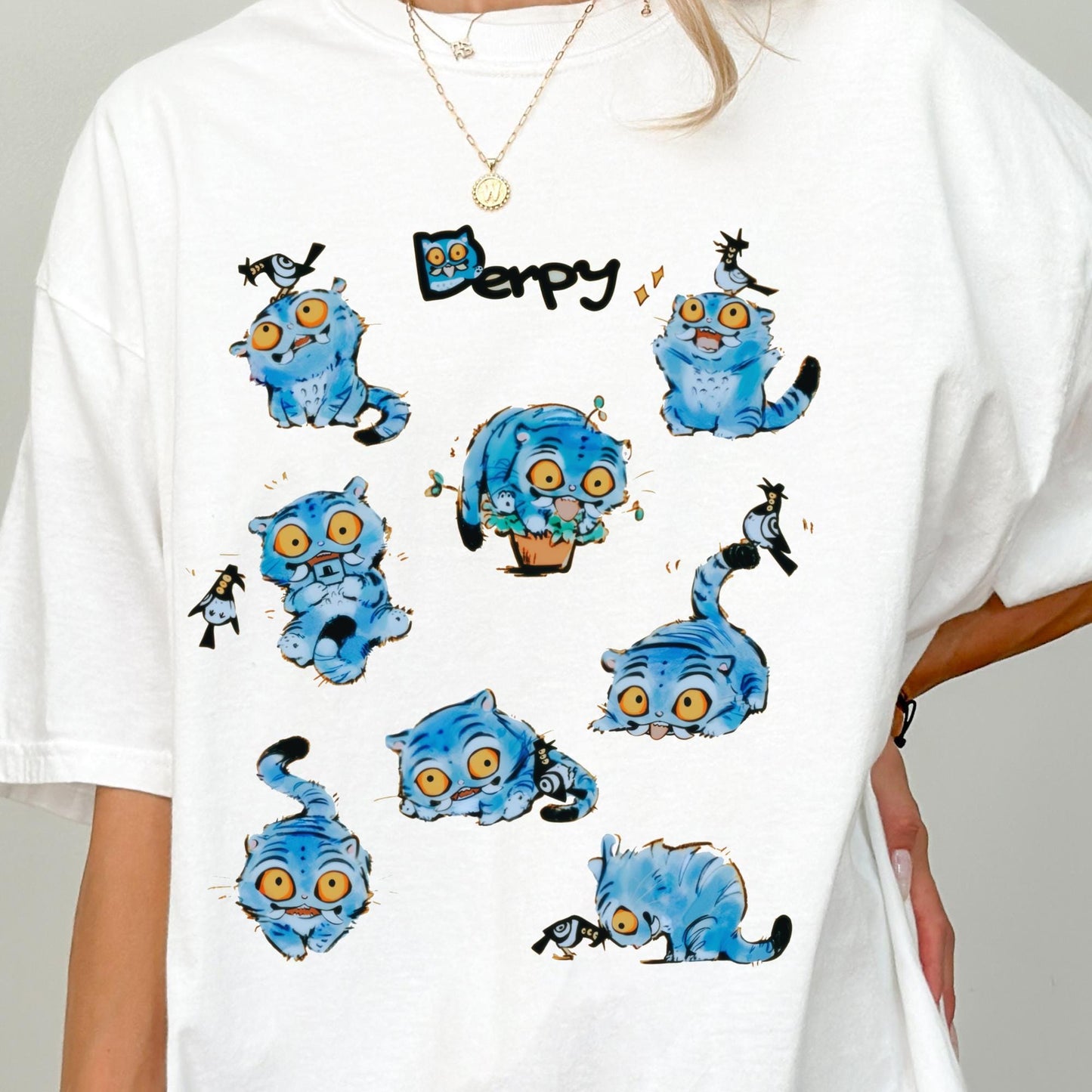 Blue Tiger Graphic Tee: Comfort Colors Funny Animal Shirt