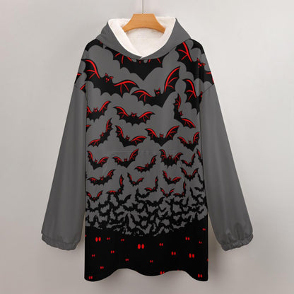 Oversized Bat Hoodie Blanket: Wearable Halloween Holiday Blanket with Front Pocket