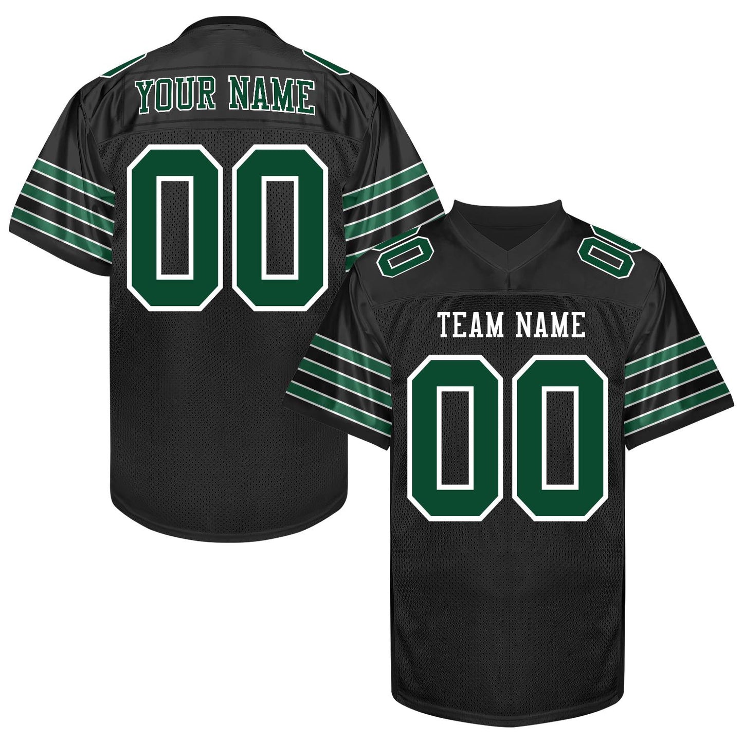 Custom Black and Green  Football Jersey Printed Name Number and Logo, Football Shirt Women Men Youth Kid, Sports Football Uniforms