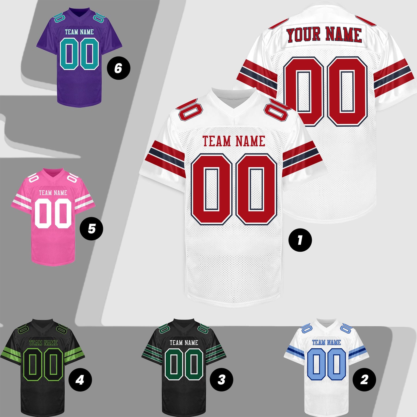 Custom White and Red Black  Football Jersey Printed Name Number and Logo, Football Shirt Women Men Youth Kids, Sports Football Uniforms