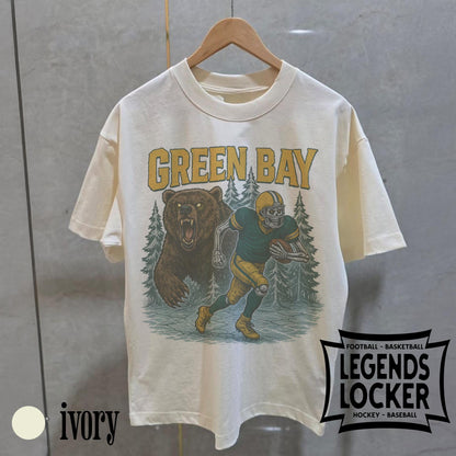 Retro Green Bay Football T-Shirt, Vintage Packers Game Day Graphic Tee, Old School Football Shirt, Green Bay Fan Apparel