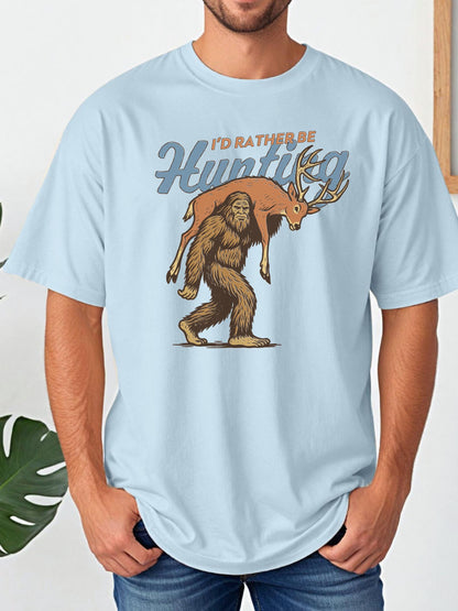 I'd Rather Be Hunting Shirt, Bigfoot Hunting Shirt, Funny Sasquatch Carrying Deer, Rustic Hunter Gift, Sasquatch Graphic Tee, Cryptid Tee