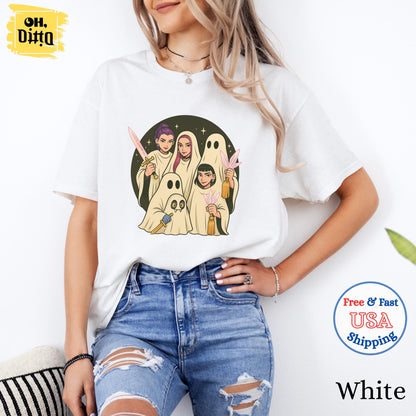 Huntrix Spooky Seoson Hoodie, Girly Ghost Hunters Demon Derpy the Tiger Sweatshirt, Huntrix Fan Tee, Halloween Gift