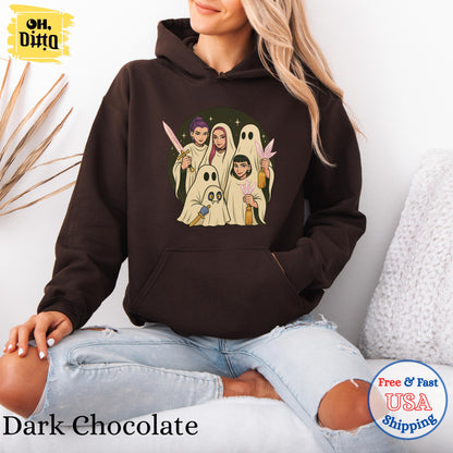 Huntrix Spooky Seoson Hoodie, Girly Ghost Hunters Demon Derpy the Tiger Sweatshirt, Huntrix Fan Tee, Halloween Gift