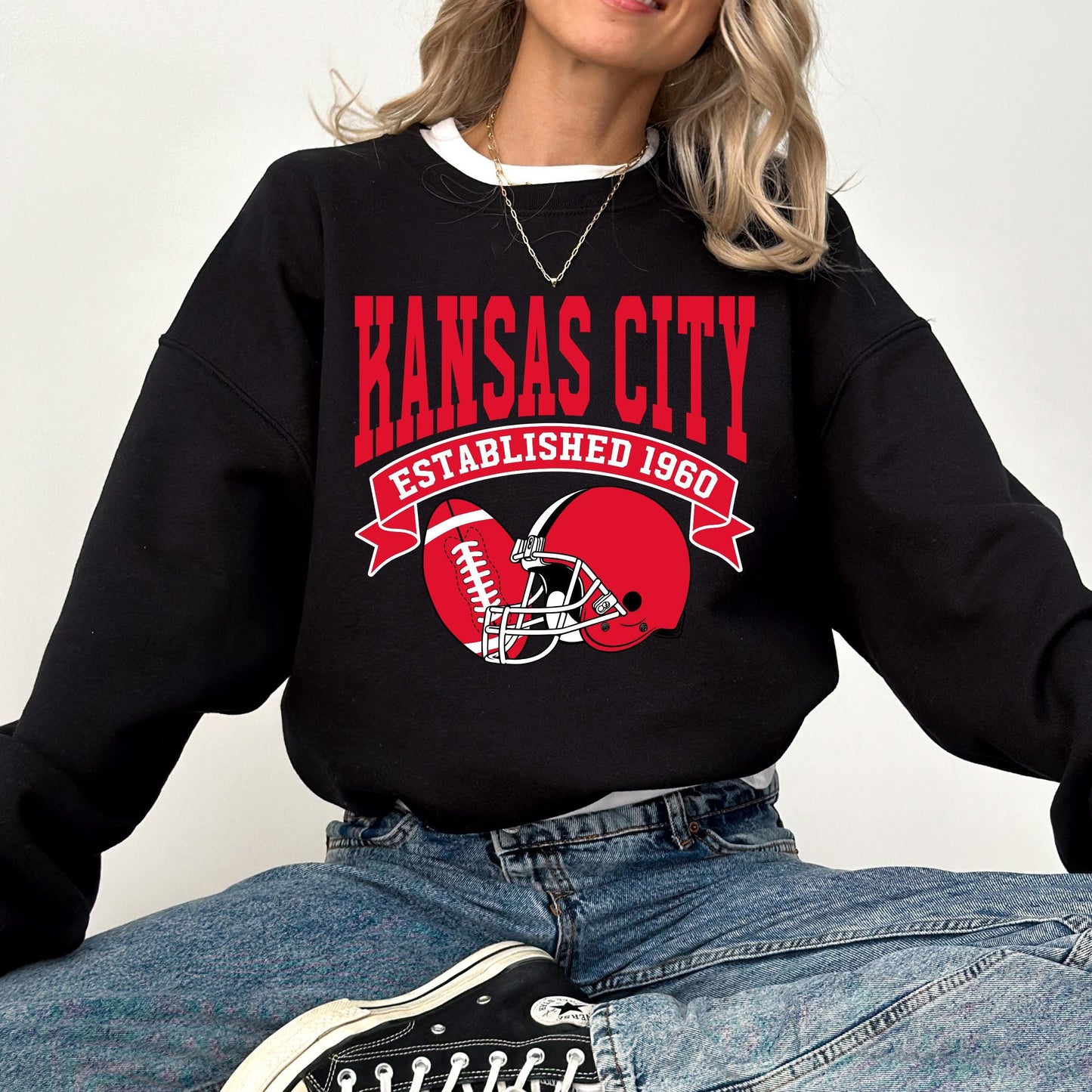 Kansas City Football Sweatshirt, Vintage Kansas City Sweater, Game Day Sweatshirt, Kansas City Fan Sweatshirt, Sunday Kansas City