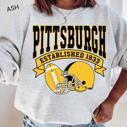 Pittsburgh Football Sweatshirt, Retro Pittsburgh Sweatshirt, Game Day Sweatshirt, Gift For Football Fan, Football Season Sweatshirt