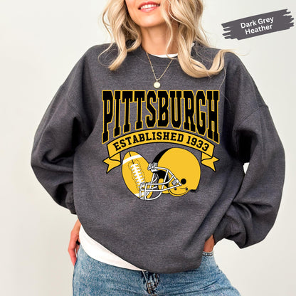 Pittsburgh Football Sweatshirt, Retro Pittsburgh Sweatshirt, Game Day Sweatshirt, Gift For Football Fan, Football Season Sweatshirt
