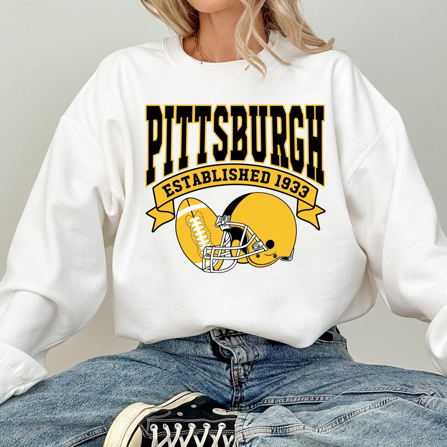 Pittsburgh Football Sweatshirt, Retro Pittsburgh Sweatshirt, Game Day Sweatshirt, Gift For Football Fan, Football Season Sweatshirt