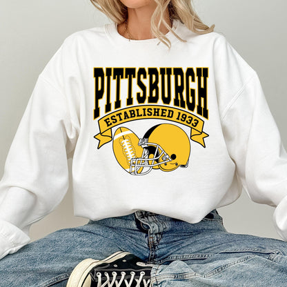 Pittsburgh Football Sweatshirt, Retro Pittsburgh Sweatshirt, Game Day Sweatshirt, Gift For Football Fan, Football Season Sweatshirt
