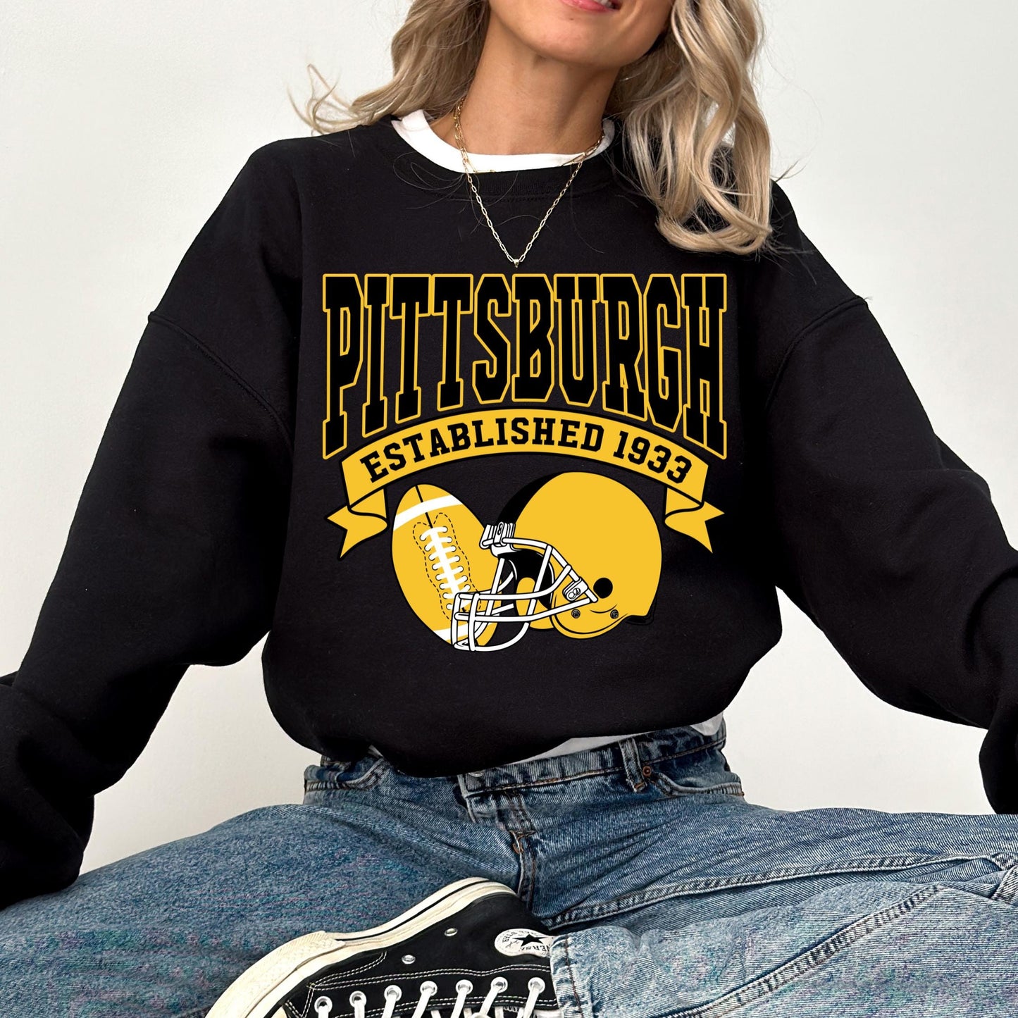 Pittsburgh Football Sweatshirt, Retro Pittsburgh Sweatshirt, Game Day Sweatshirt, Gift For Football Fan, Football Season Sweatshirt