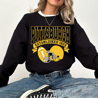 Pittsburgh Football Sweatshirt, Retro Pittsburgh Sweatshirt, Game Day Sweatshirt, Gift For Football Fan, Football Season Sweatshirt