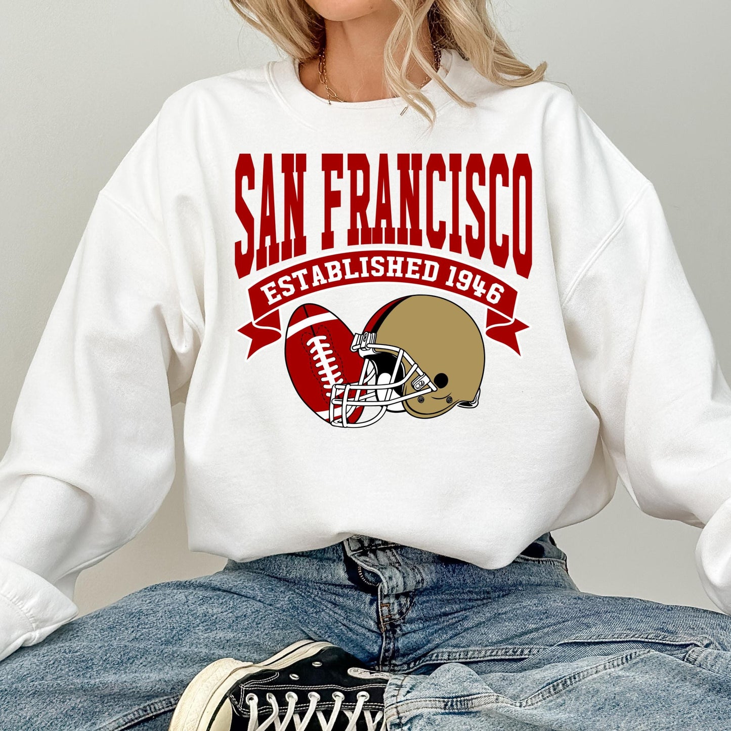 San Francisco Football Sweatshirt, Gift For San Francisco Fans, Vintage San Francisco Football Sweat, Game Day Tee, American Football Shirt