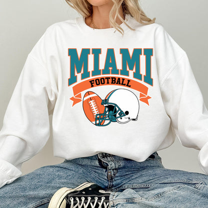 Vintage Miami Football Sweatshirt, Miami Mascot Sweatshirt, American Football Sweatshirt, Game Day Football, Miami Dolphins Sweatshirt