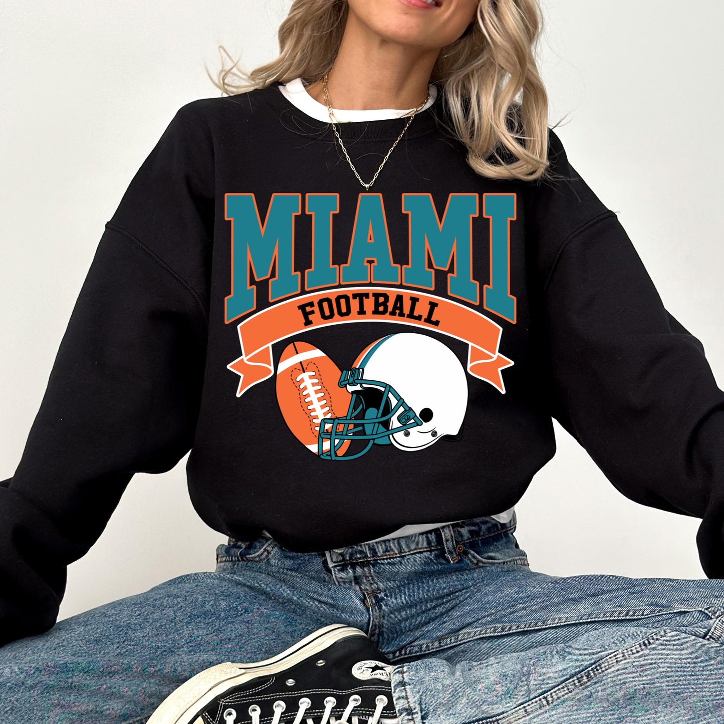 Vintage Miami Football Sweatshirt, Miami Mascot Sweatshirt, American Football Sweatshirt, Game Day Football, Miami Dolphins Sweatshirt