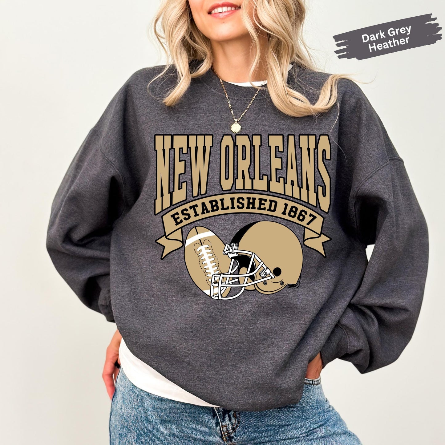 Vintage New Orleans Football Sweatshirt, Retro Saint Sunday Football Shirt, Game Day Sweatshirt, New Orleans Team Football Sweatshirt