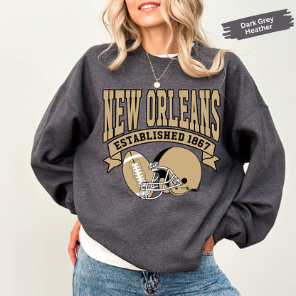 Vintage New Orleans Football Sweatshirt, Retro Saint Sunday Football Shirt, Game Day Sweatshirt, New Orleans Team Football Sweatshirt