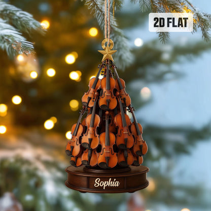 Personalized Violin 2D Flat Ornament, Custom Violin Christmas Tree Ornament, Music Christmas Home Decor, Gift for Violin Player, Violinist