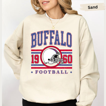 Vintage 90s Style Buffalo Football Sweatshirt, Buffalo Football Sweatshirt, New York Football Fan Gift, Game Day Shirt, Sunday Football