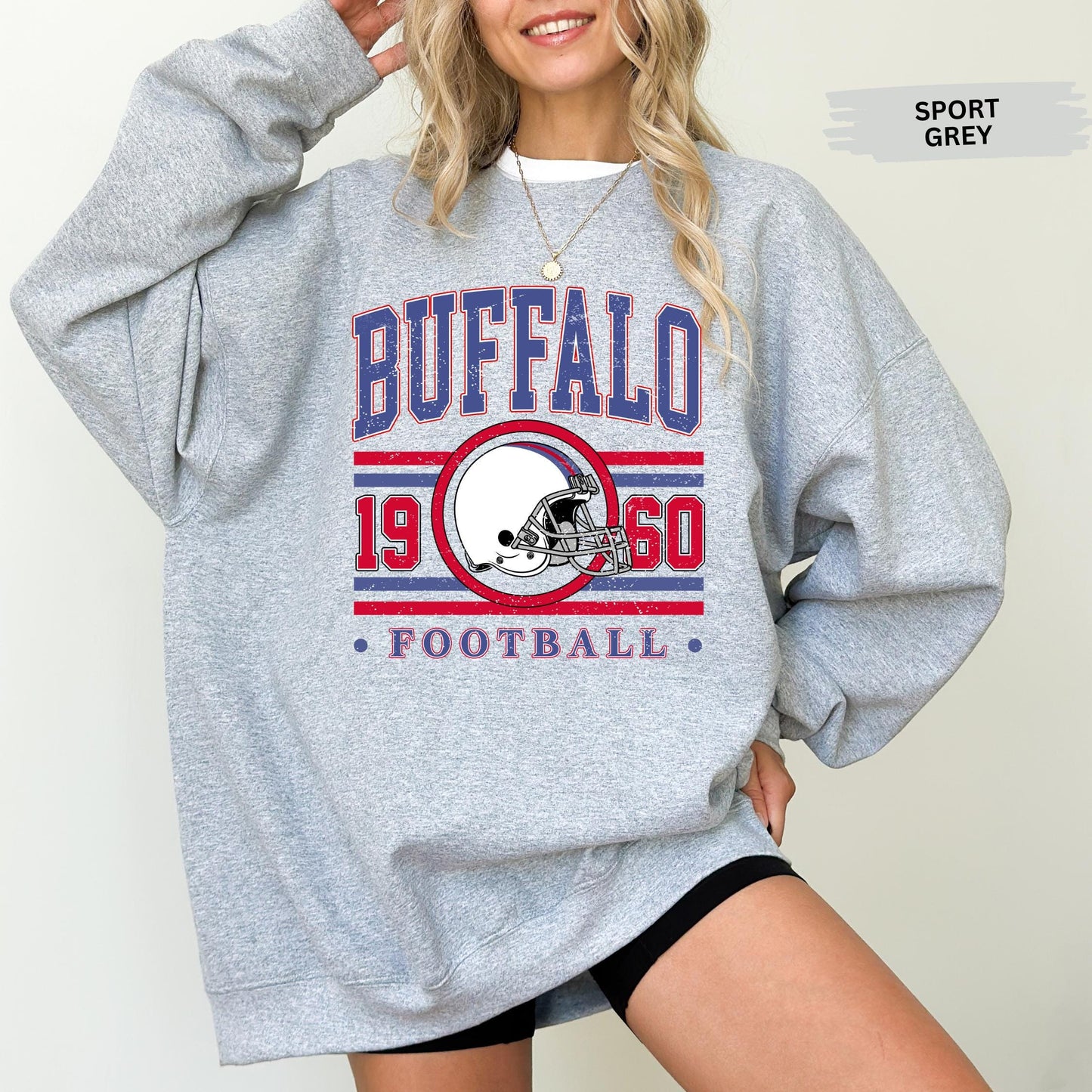 Vintage 90s Style Buffalo Football Sweatshirt, Buffalo Football Sweatshirt, New York Football Fan Gift, Game Day Shirt, Sunday Football