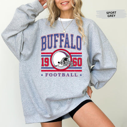 Vintage 90s Style Buffalo Football Sweatshirt, Buffalo Football Sweatshirt, New York Football Fan Gift, Game Day Shirt, Sunday Football