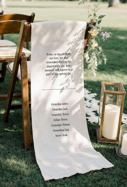 In Loving Memory Wedding Chair Sign, Today We Celebrate and Remember Banner, Personalized Memorial Decoration, Custom Wedding Tribute Sign