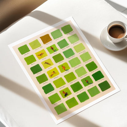 Mid Century Modern Green Stripe Print: Pastel Swimmers Wall Art