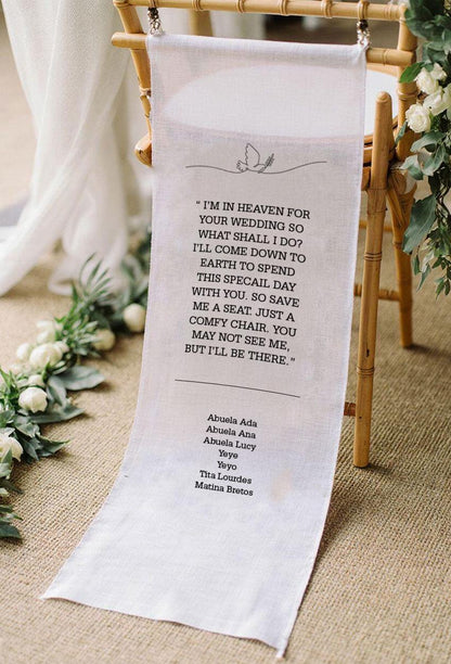 I’m in Heaven Wedding Memorial Chair Sign, I’ll Be There Poem Banner, Personalized Remembrance Decoration, Custom In Loving Memory Sign