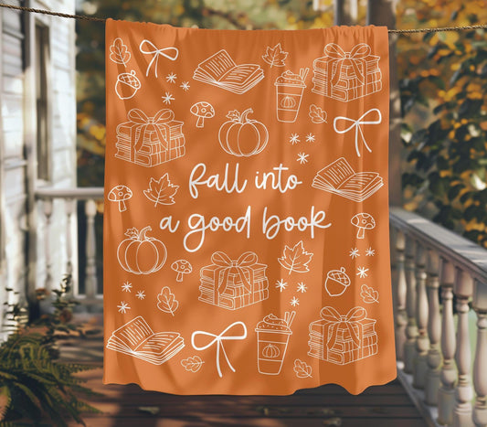 Fall Into a Good Book, Fall Book Lover Throw Blanket, Fall Book Blanket, Fall Book Lover Gift, Reading Nook Blanket, Fall Book Throw Blanket