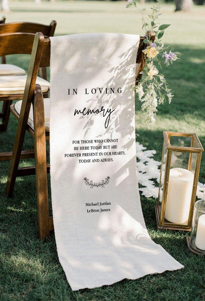 In Loving Memory Wedding Chair Sign, Today and Always Memorial Banner, Personalized Remembrance Seat Sign, Custom Wedding Tribute Decor