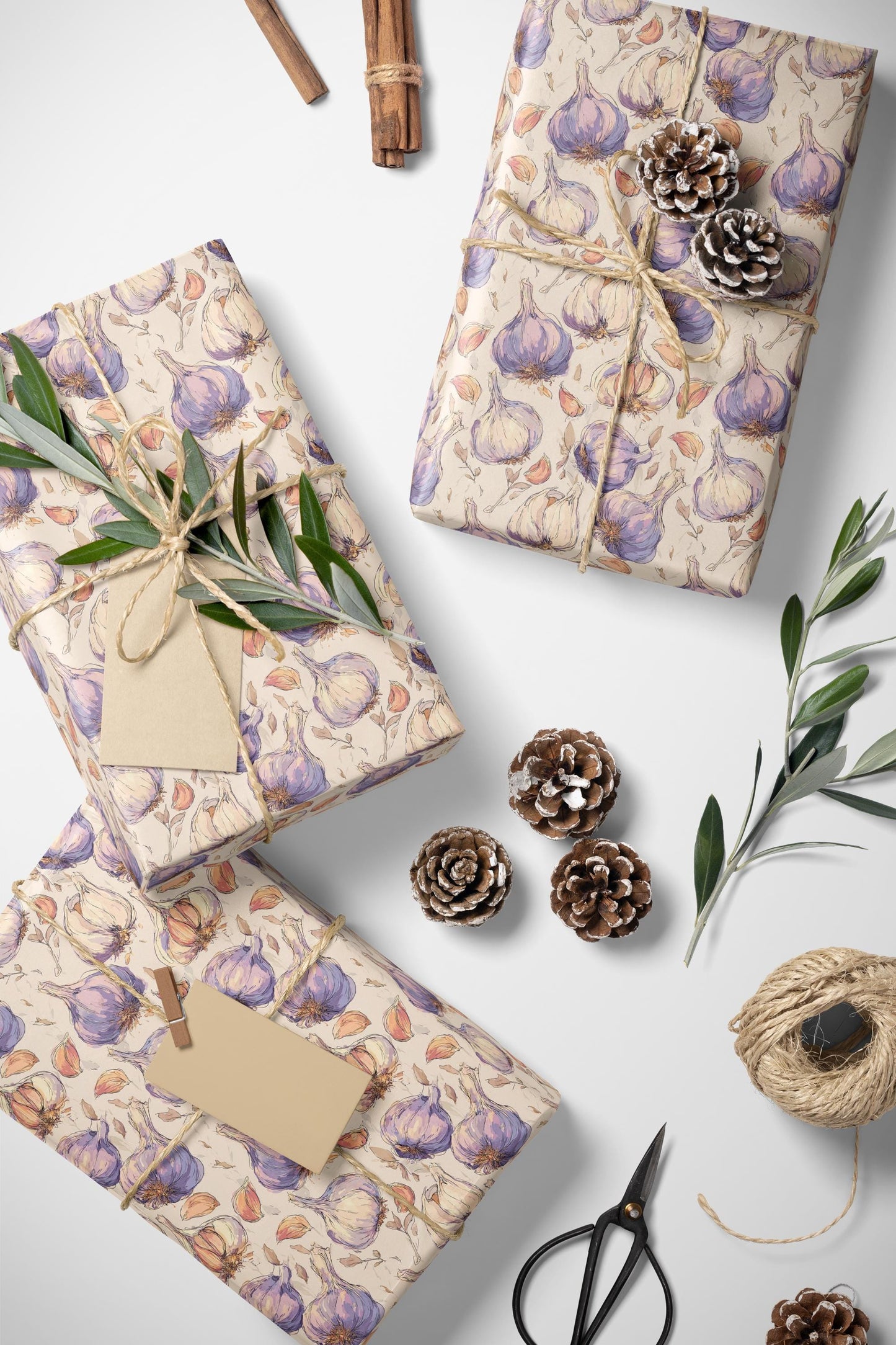 Farmers Market Wrapping Paper Roll Colorful Rustic Garlic Design Farm Fresh Eco Kitchen Farmhouse Country Gift Wrap #35