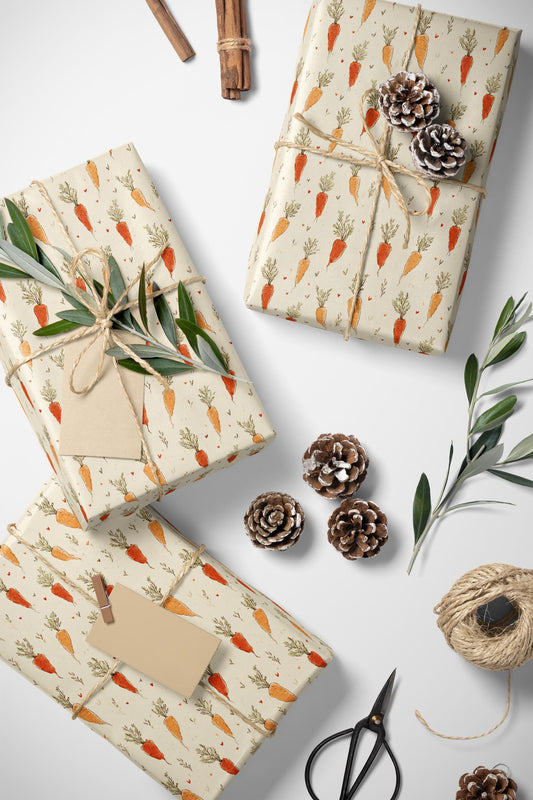 Farmers Market Wrapping Paper Roll Colorful Rustic Carrots Design Farm Fresh Vegetables Eco Friendly Farmhouse Kitchen Gift Wrap #21