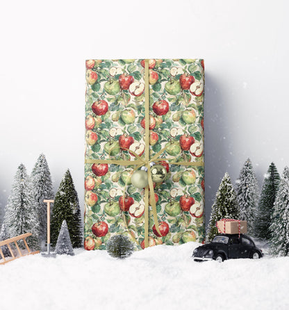 Farmers Market Wrapping Paper Roll Farm Fresh Apples Rustic Farmhouse Kitchen Organic Eco Country Fruit Gift Wrap #46