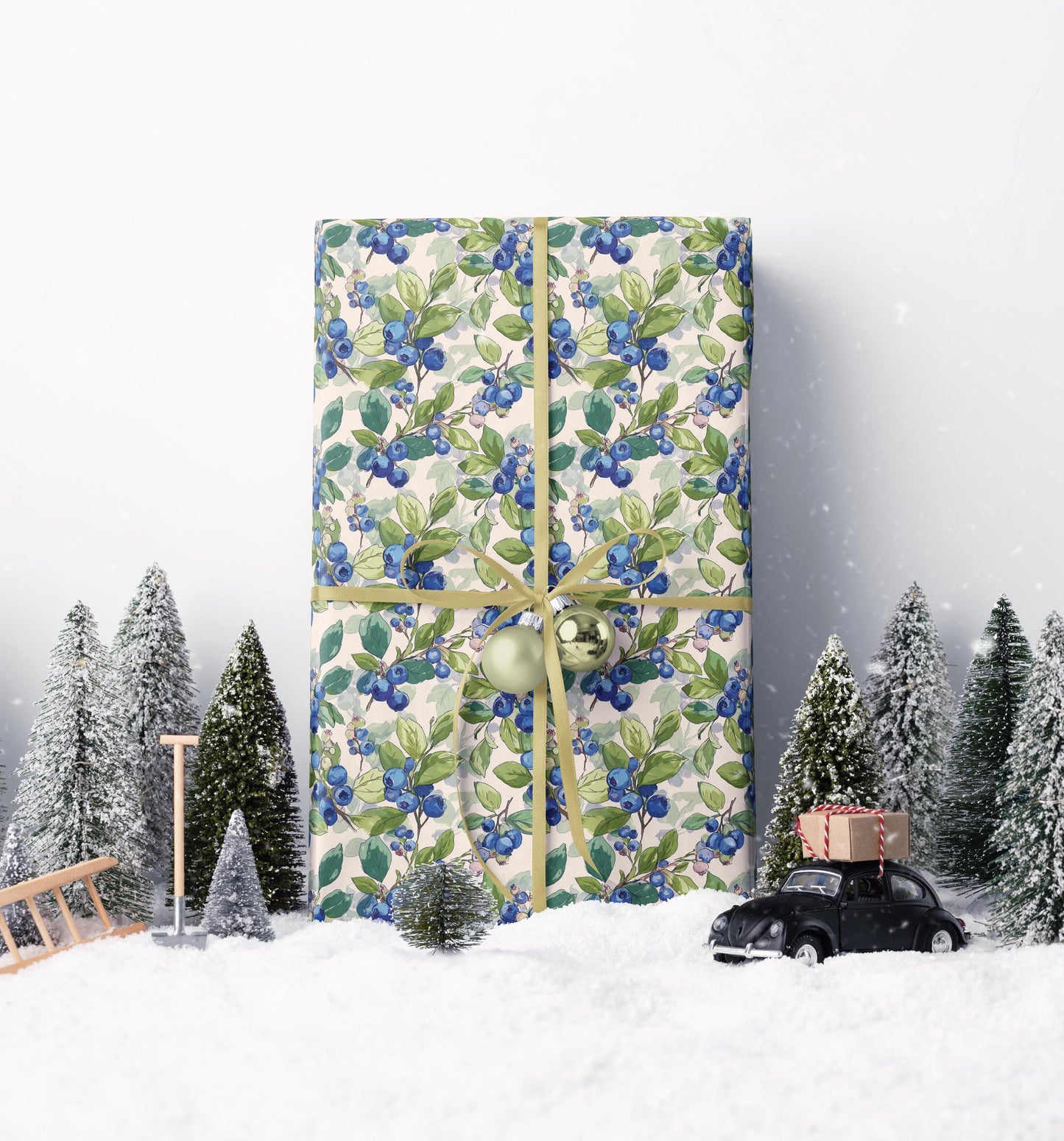 Farmers Market Wrapping Paper Roll Rustic Country Blueberries Design Eco Farmhouse Kitchen Organic Fruit Gift Wrap #29