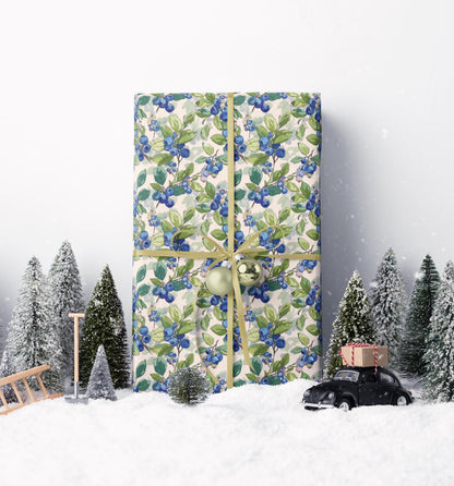 Farmers Market Wrapping Paper Roll Rustic Country Blueberries Design Eco Farmhouse Kitchen Organic Fruit Gift Wrap #29